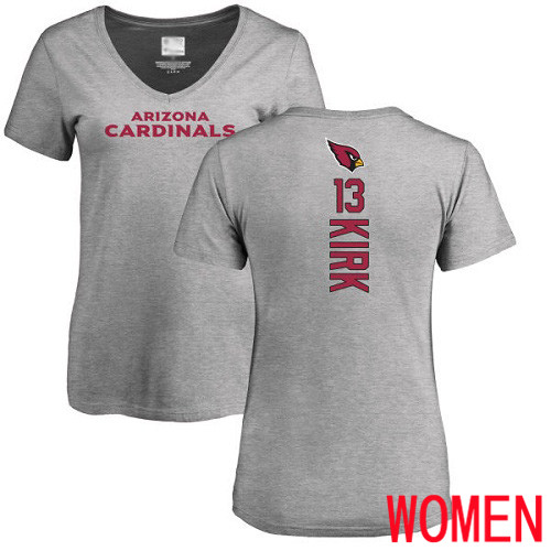 Arizona Cardinals Ash Women Christian Kirk Backer V-Neck NFL Football #13 T Shirt->women nfl jersey->Women Jersey